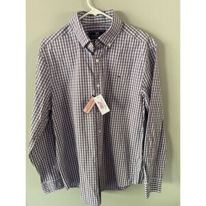 NWT Vineyard Vines Button Down Shirt Whale Mens Size M Blue Plaid Preppy Classic